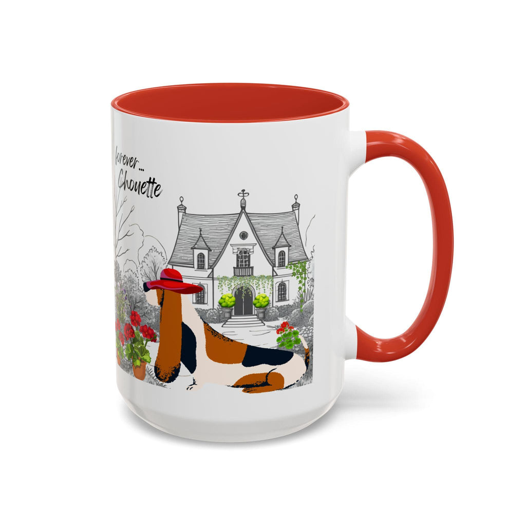 Le Basset Coffee Mug. This chic Basset Hound dog loves flowers especially in a stylish mug.